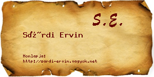 Sárdi Ervin névjegykártya